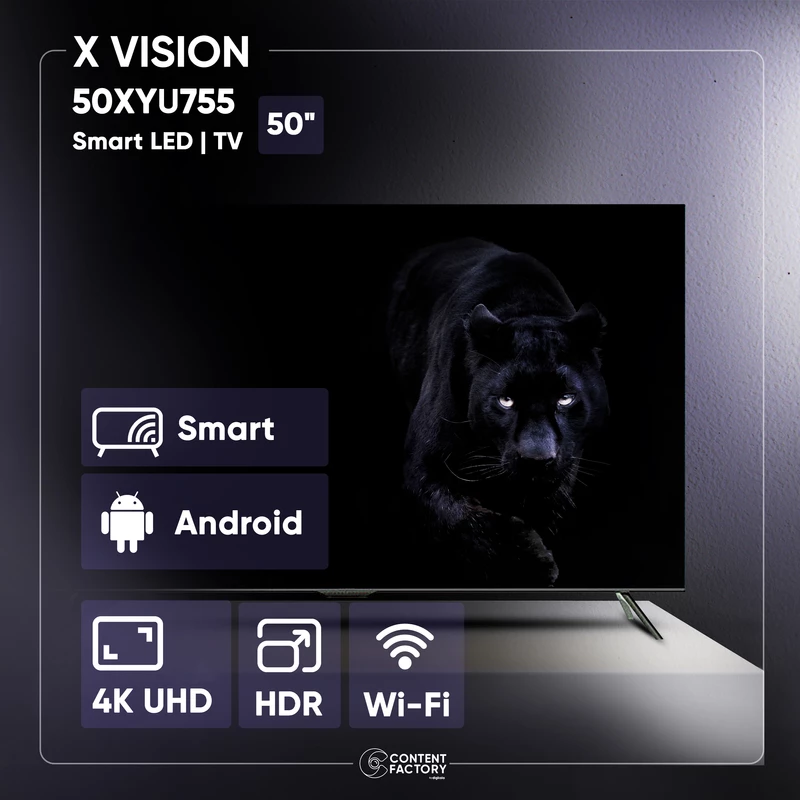 تلویزیون ال ای دی هوشمند ایکس ویژن مدل 50XYU755 سایز 50 اینچ