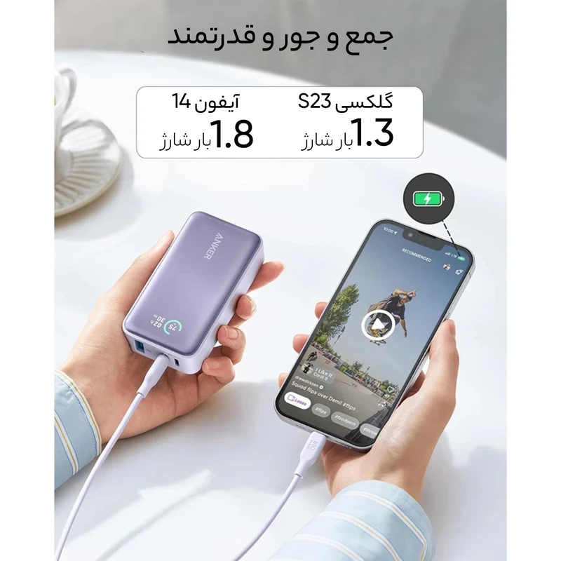 پاوربانک انکر مدل A1249H11 ظرفیت 10000 میلی آمپر ساعت