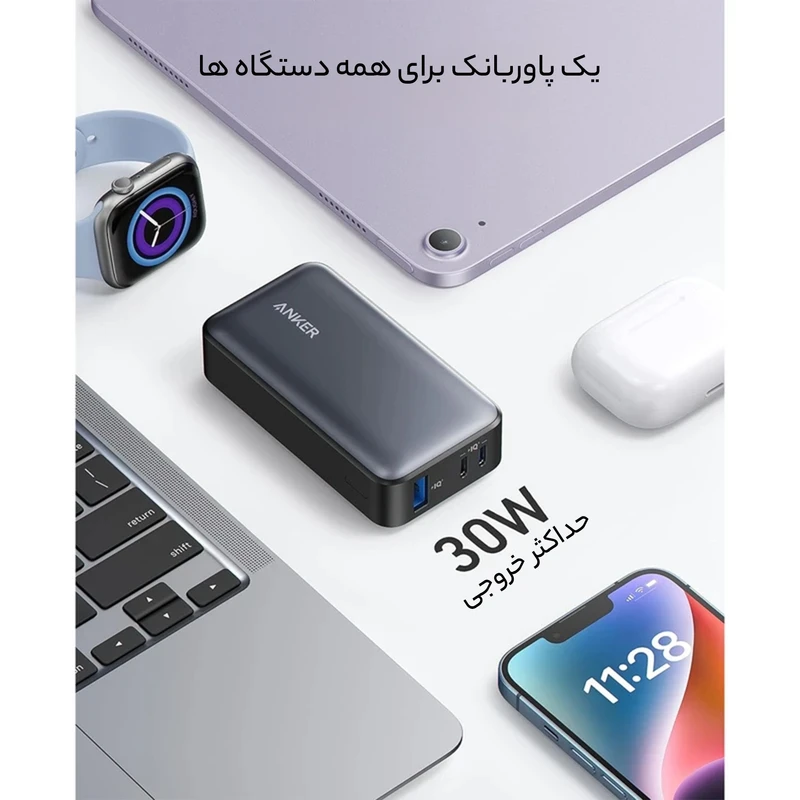 پاوربانک انکر مدل A1249H11 ظرفیت 10000 میلی آمپر ساعت